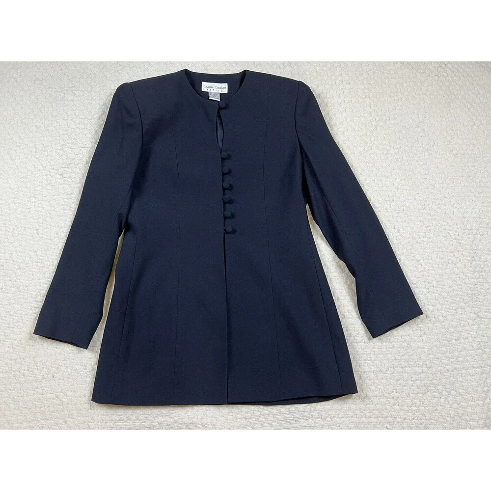 Casual Corner Jacket Victorian Inspired Button Front | Black | Women's 8P Petite